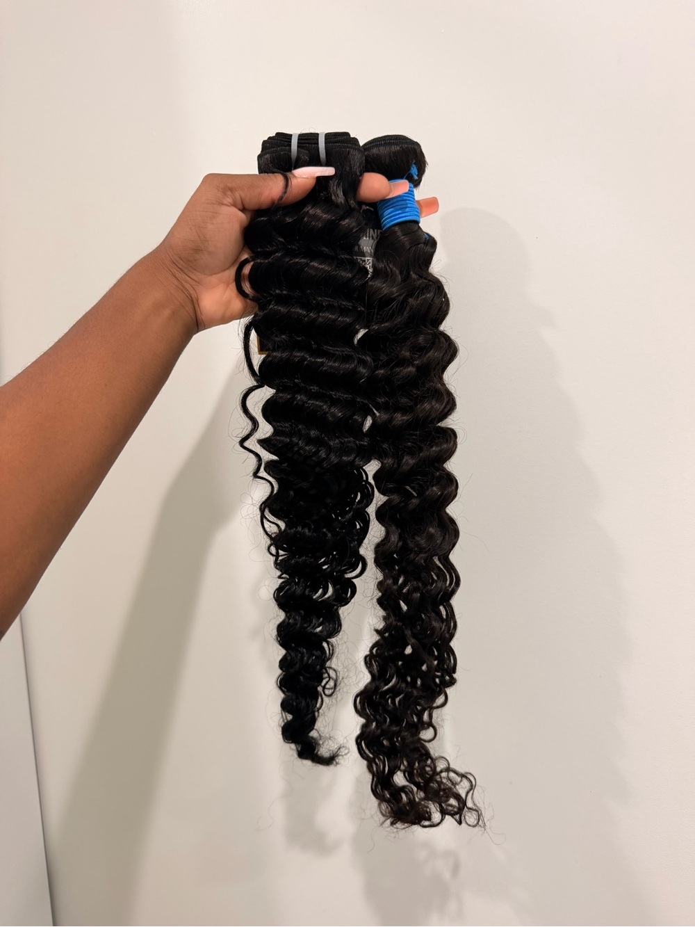 2 Deep Wave Human Hair Bundles - Natural Black